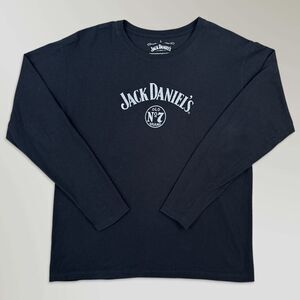 Jack Daniels T-Shirt Black Long Sleeve Old No. 7 Whiskey Cotton Unisex Size Lrg